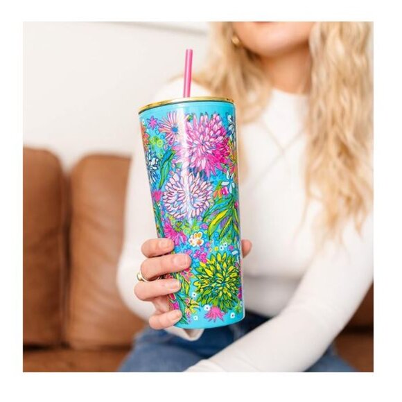 Lilly Pulitzer Double wall tumbler with reusable straw NWT - Picture 6 of 7